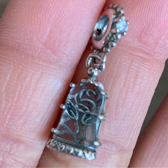 NWOT Disney Beauty & the Beast Enchanted Rose Dangle Charm Sterling Silver 925 - Picture 7 of 12